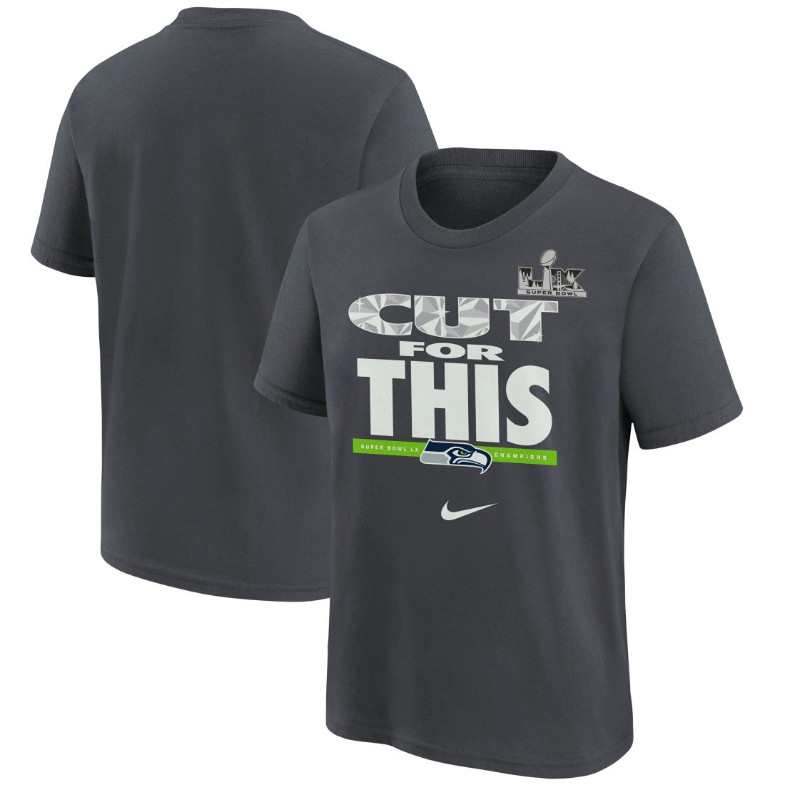 Seattle Seahawks Youth Super Bowl LX Champions Parade T-Shirt Charcoal | Nike for Sale