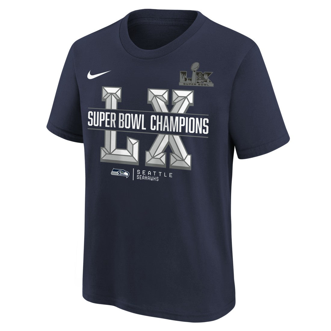 Seattle Seahawks Youth Super Bowl LX Champions T-Shirt College Navy | Nike for Sale