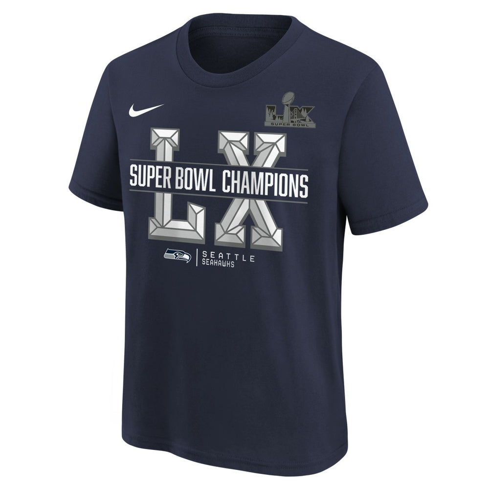 Seattle Seahawks Youth Super Bowl LX Champions T-Shirt College Navy | Nike for Sale