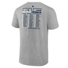 New England Patriots Super Bowl LX Big & Tall Roster T-Shirt Heather Gray | Fanatics
