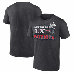New England Patriots Super Bowl LX Big & Tall Battle Prep T-Shirt Heather Charcoal | Fanatics