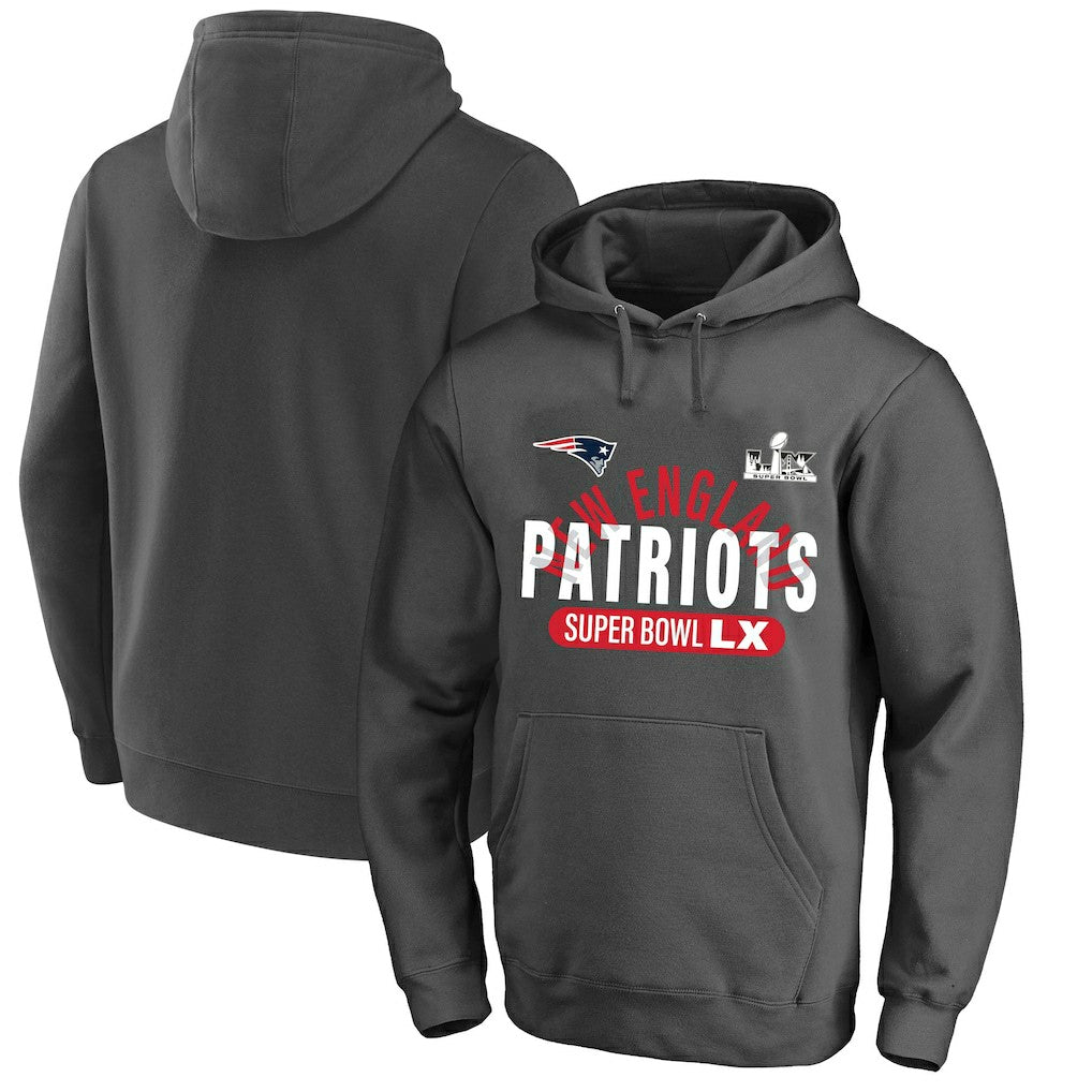 New England Patriots Super Bowl LX Big & Tall Game Plan Hoodie Charcoal | Fanatics