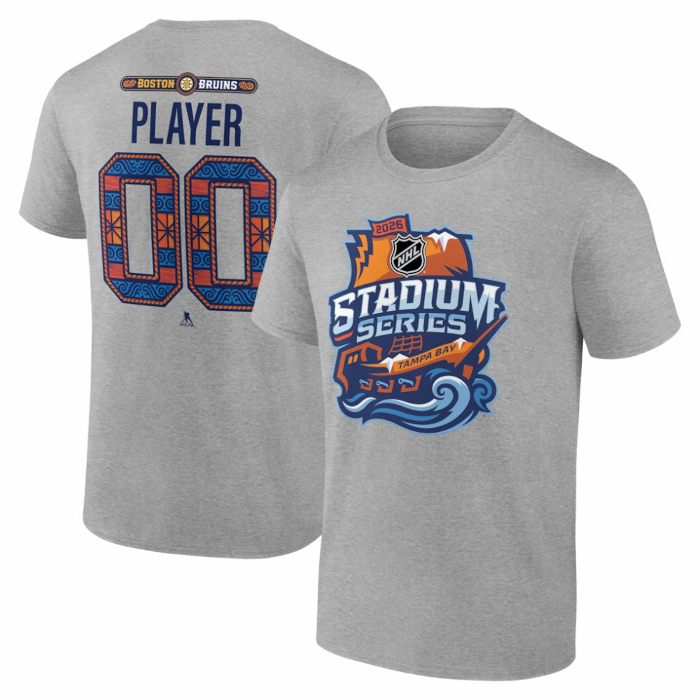 Boston Bruins 2026 NHL Stadium Series Personalized Name & Number T-Shirt - Gray - NHL