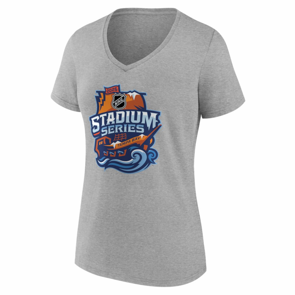 Boston Bruins Women's 2026 NHL Stadium Series Personalized Name & Number V-Neck T-Shirt - Gray - NHL
