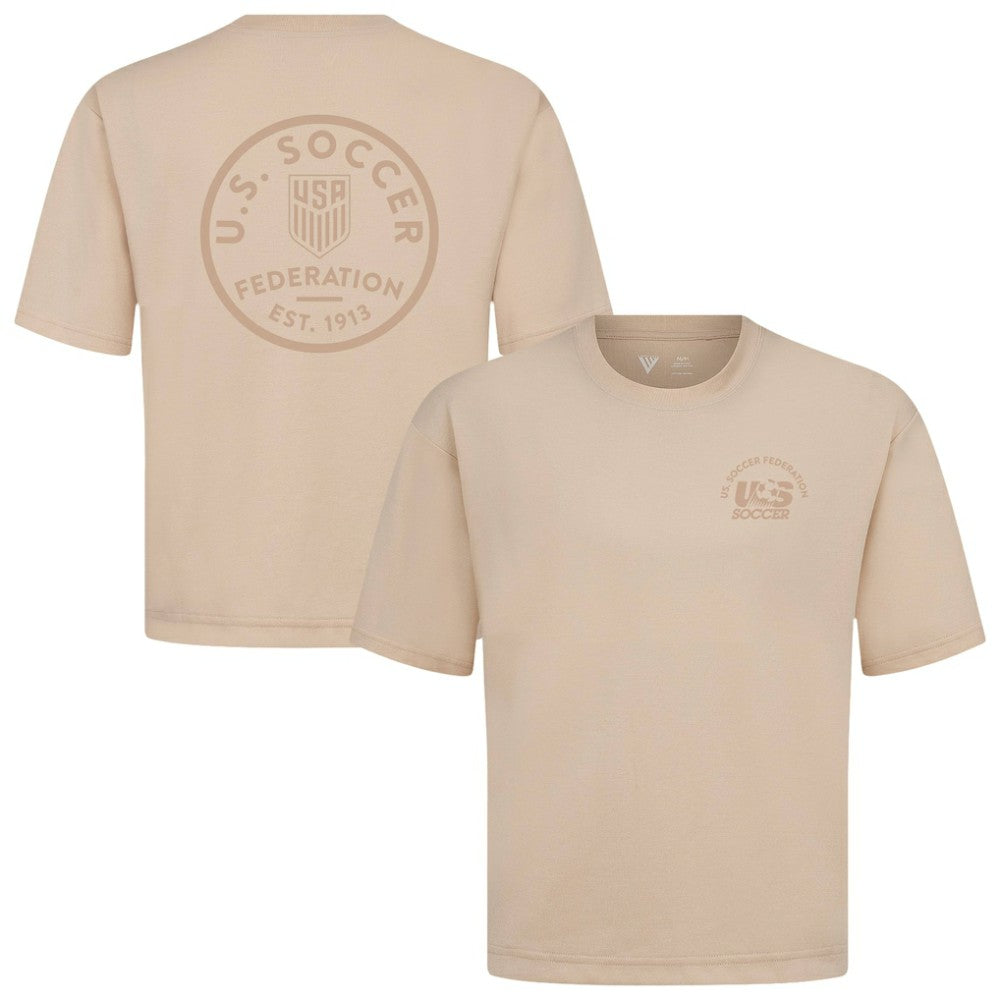USMNT Levelwear Luxe Signature Knit Transit Tonal T-Shirt Khaki - FIFA World CUP