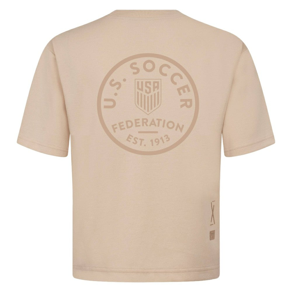 USMNT Levelwear Luxe Signature Knit Transit Tonal T-Shirt Khaki - FIFA World CUP
