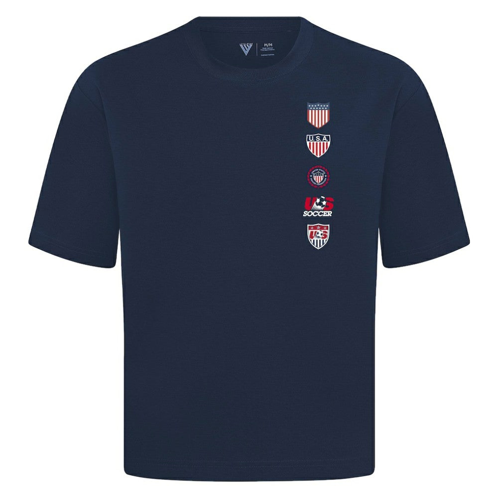 USMNT Levelwear Luxe Signature Knit Timeline T-Shirt Navy - FIFA World CUP