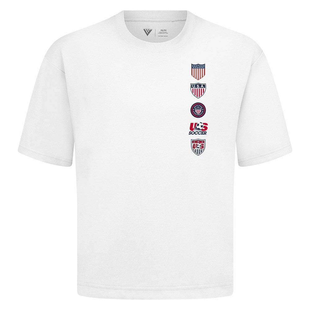 USMNT Levelwear Luxe Signature Knit Timeline T-Shirt White - FIFA World CUP