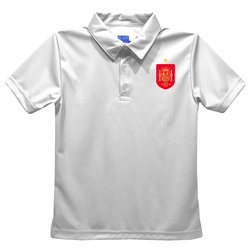 Spain National Team Vive La Fete Youth Solid Polo White - FIFA World CUP