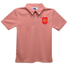 Spain National Team Vive La Fete Youth Pencil Stripe Polo Red - FIFA World CUP
