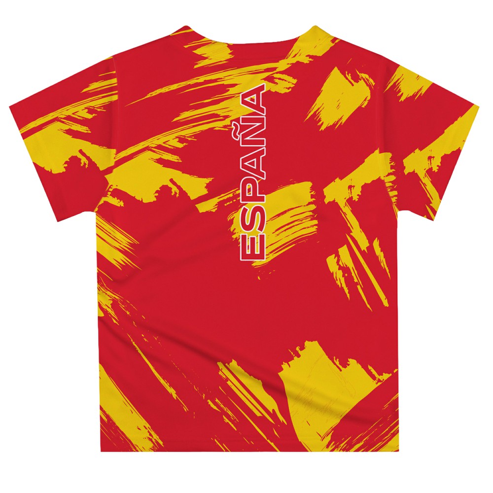 Spain National Team Vive La Fete Youth Paint Brush T-Shirt Red - FIFA World CUP