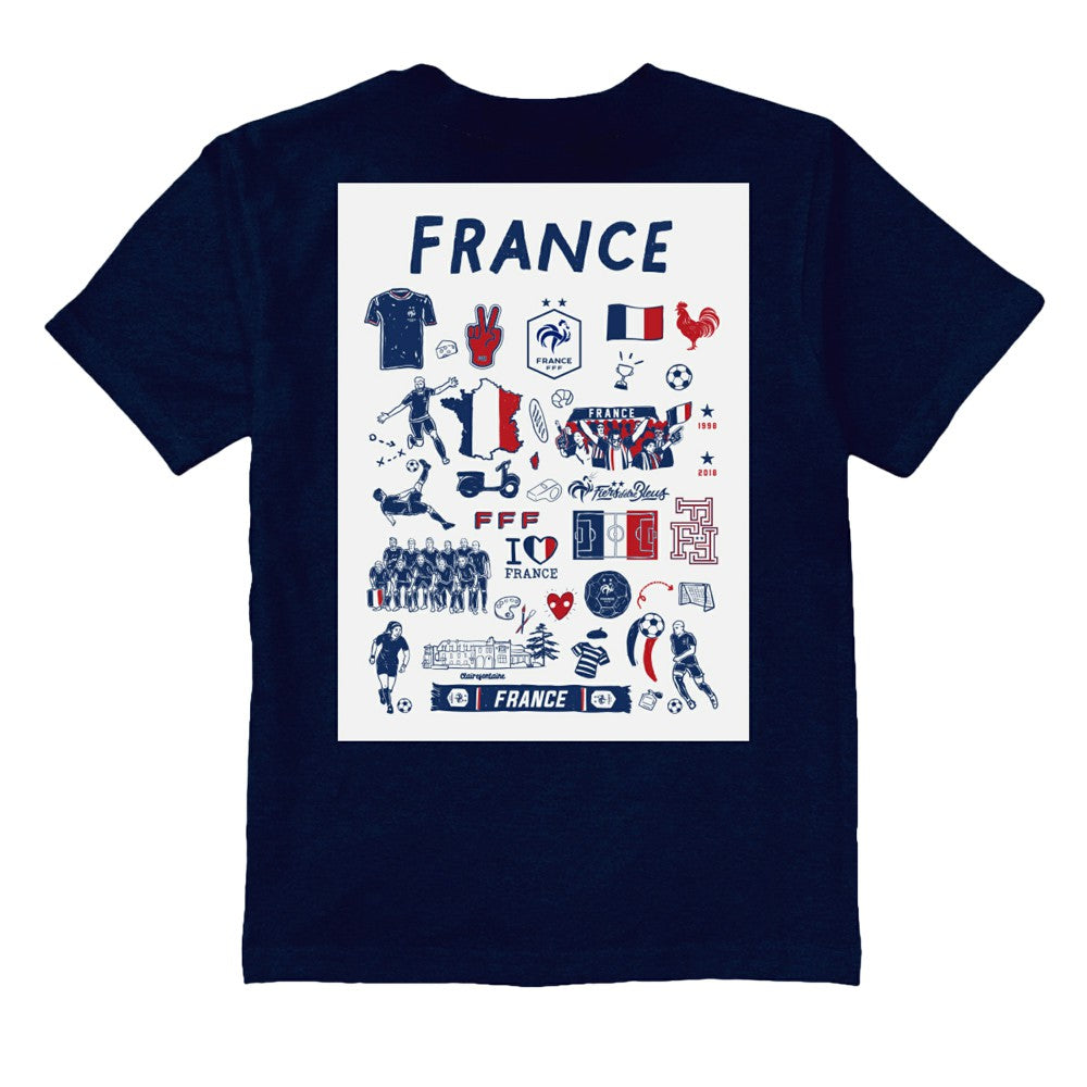 France National Team Vive La Fete Youth Impressions Artwork T-Shirt Navy - FIFA World CUP