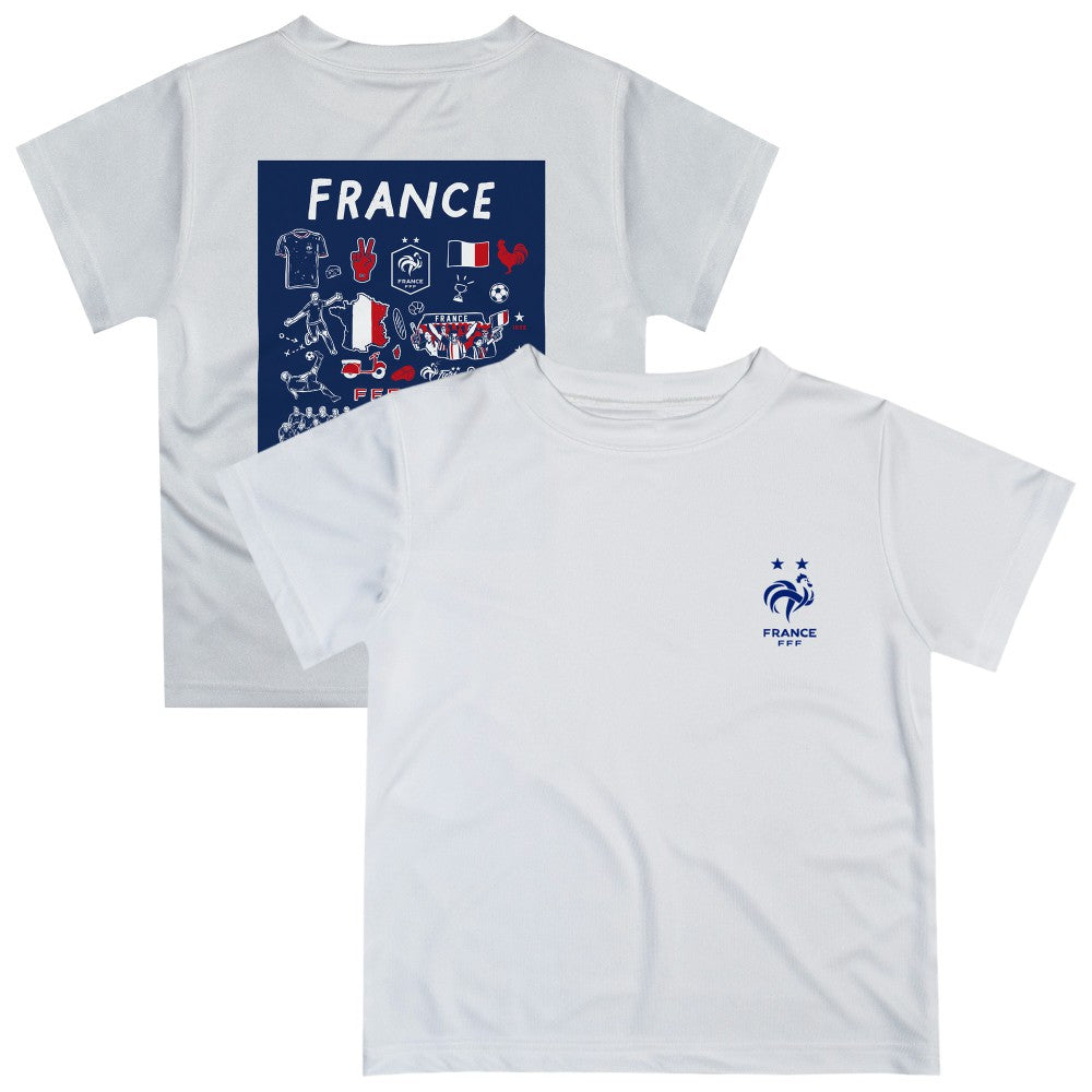 France National Team Vive La Fete Youth Impressions Artwork T-Shirt White - FIFA World CUP