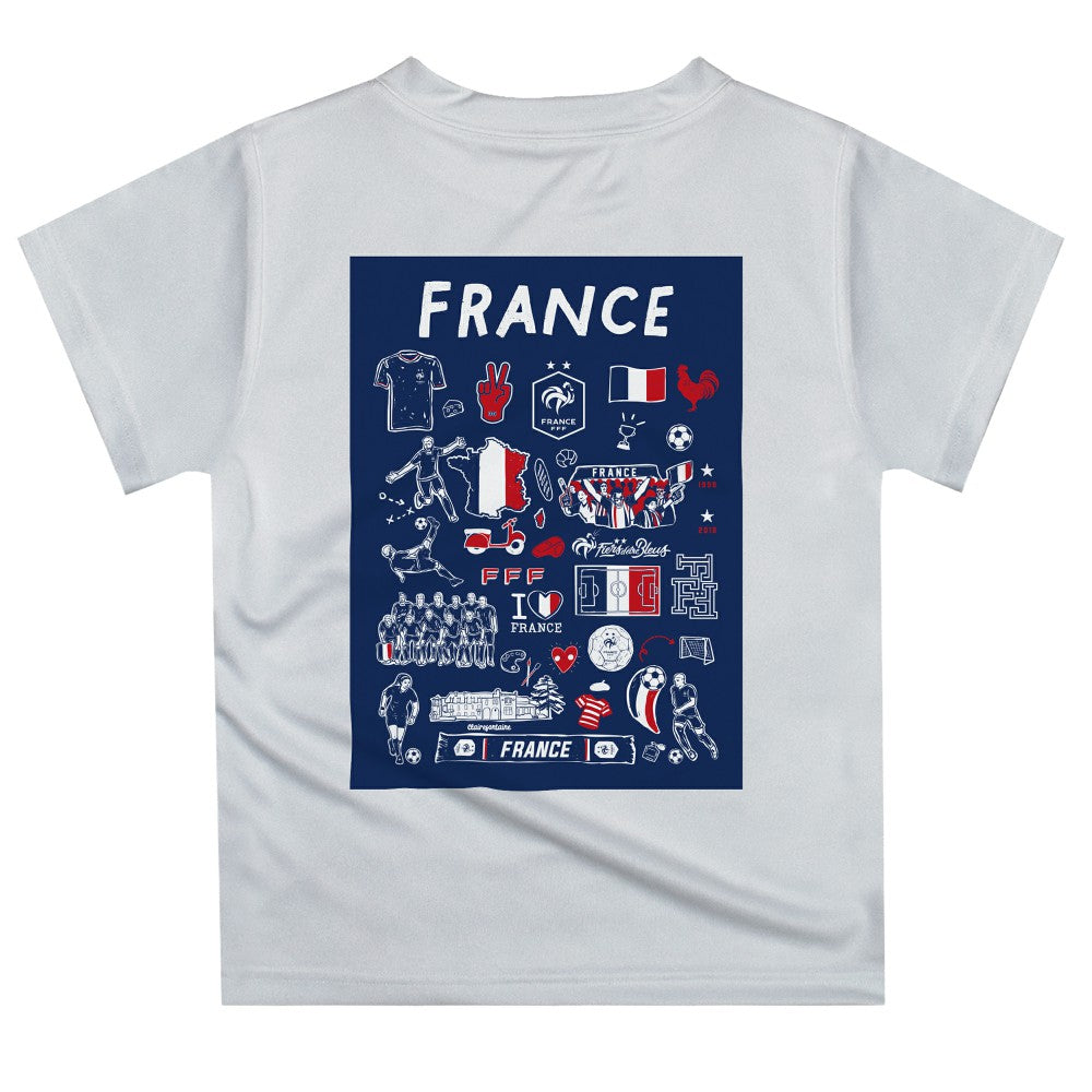 France National Team Vive La Fete Youth Impressions Artwork T-Shirt White - FIFA World CUP