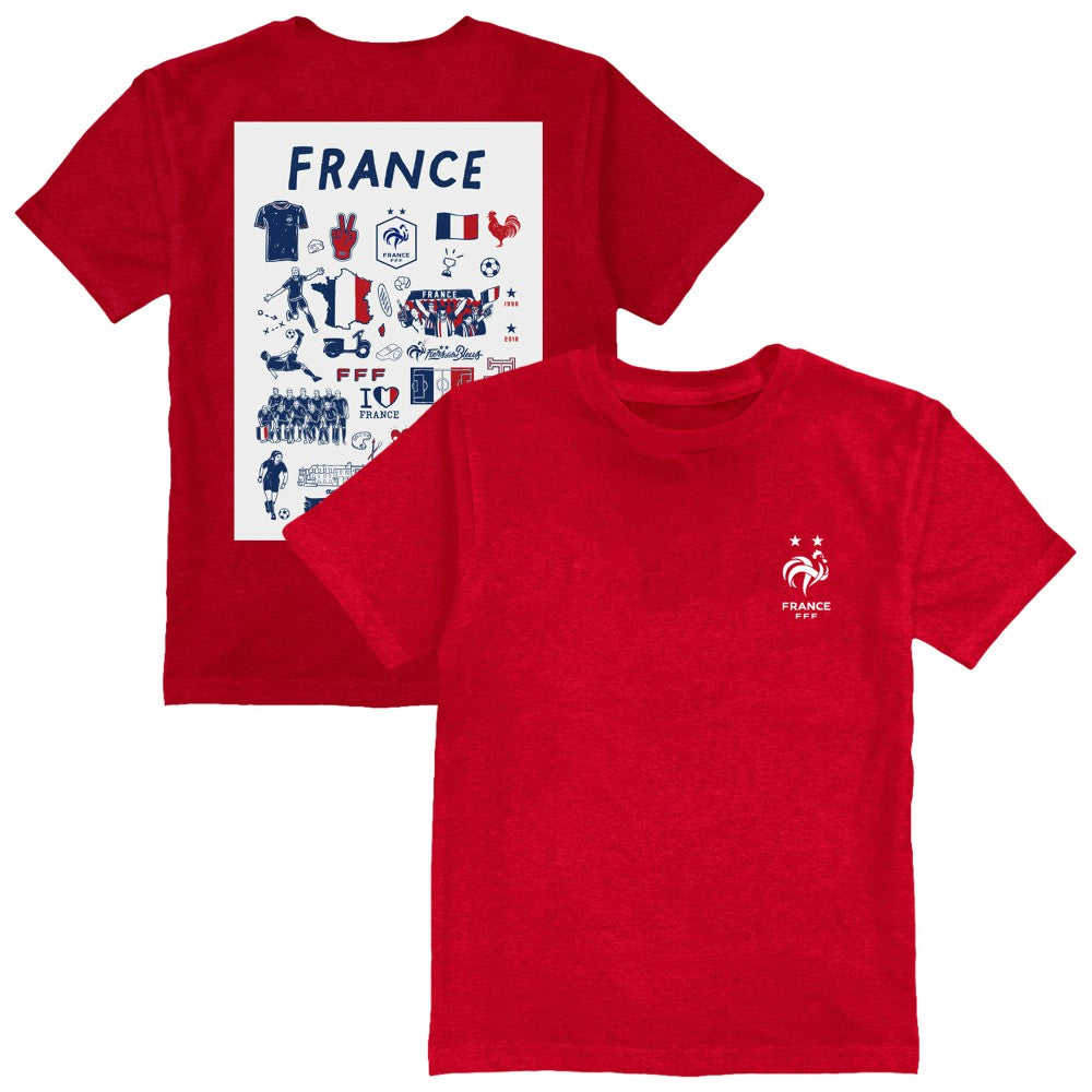 France National Team Vive La Fete Youth Impressions Artwork T-Shirt Red - FIFA World CUP