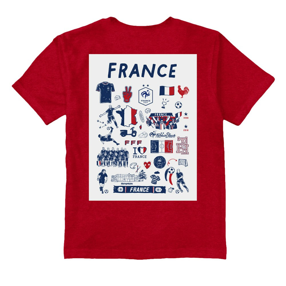 France National Team Vive La Fete Youth Impressions Artwork T-Shirt Red - FIFA World CUP