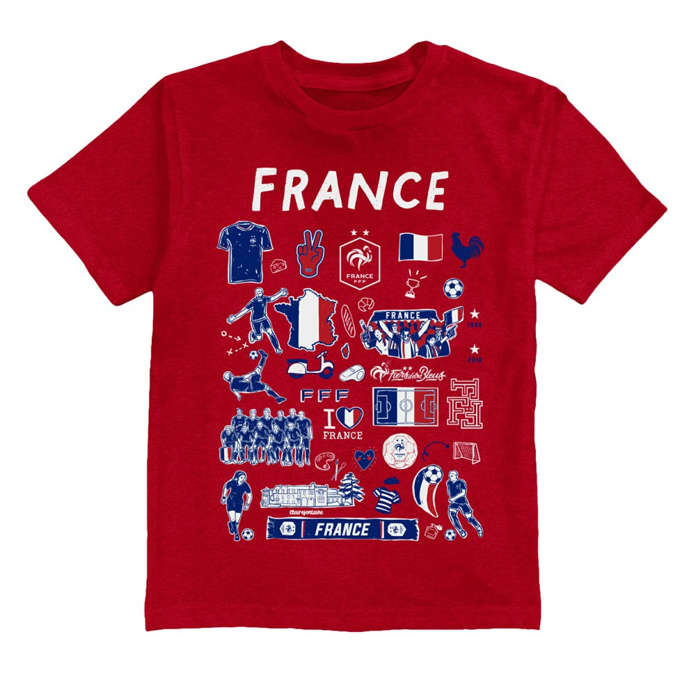 France National Team Vive La Fete Youth Impressions Artwork T-Shirt Red - FIFA World CUP
