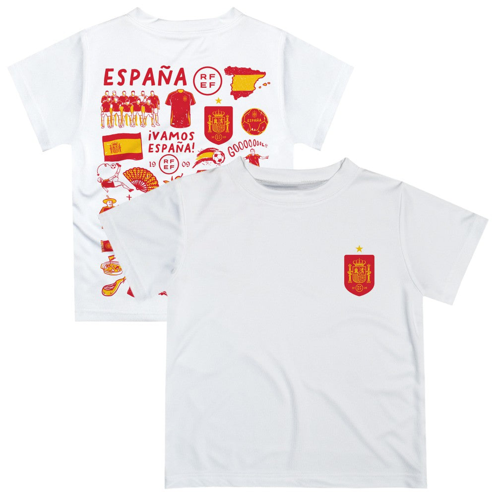 Spain National Team Vive La Fete Youth Impressions Artwork T-Shirt White - FIFA World CUP
