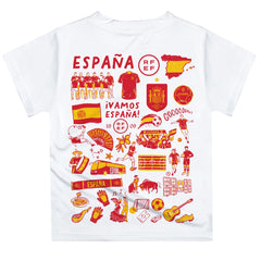 Spain National Team Vive La Fete Youth Impressions Artwork T-Shirt White - FIFA World CUP