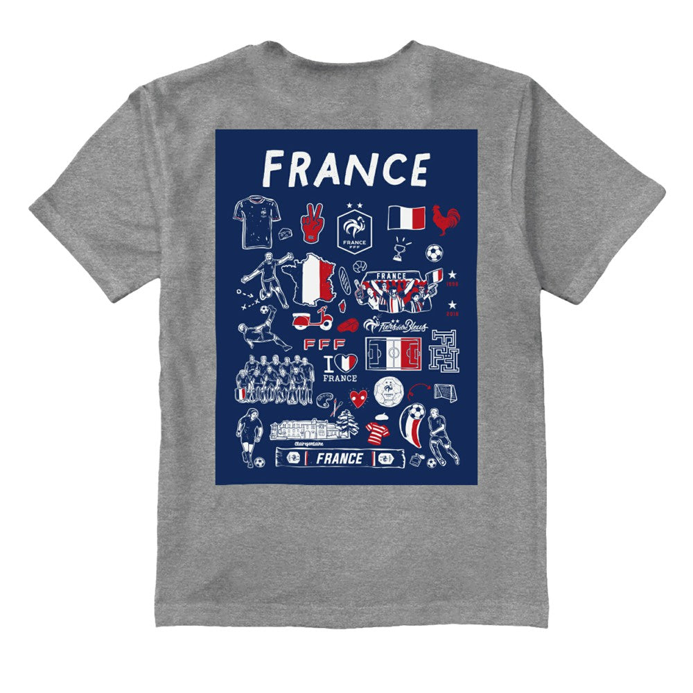 France National Team Vive La Fete Youth Impressions Artwork T-Shirt Gray - FIFA World CUP