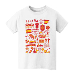 Spain National Team Vive La Fete Youth Impressions Artwork T-Shirt White - FIFA World CUP