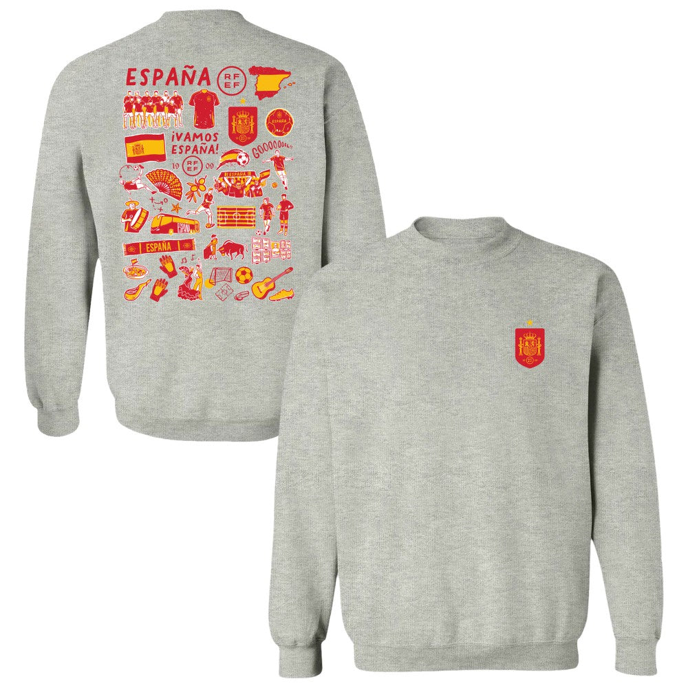 Spain National Team Vive La Fete Women's Impressions Artwork Sweatshirt Gray - FIFA World CUP