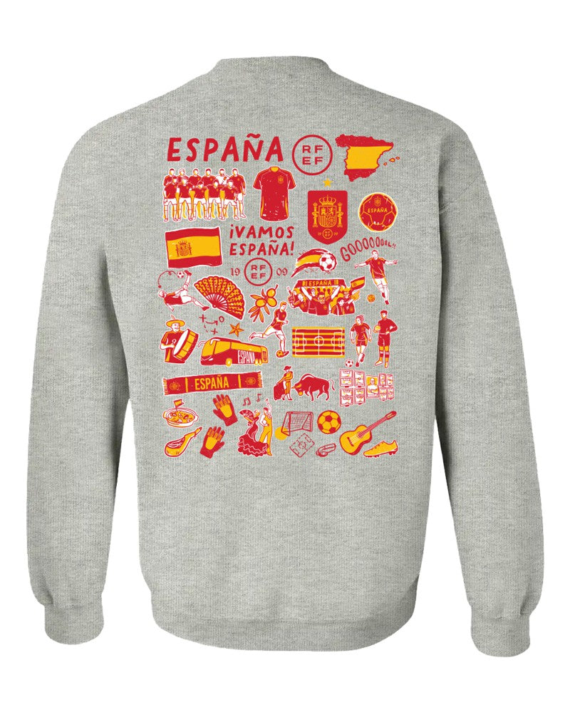 Spain National Team Vive La Fete Women's Impressions Artwork Sweatshirt Gray - FIFA World CUP