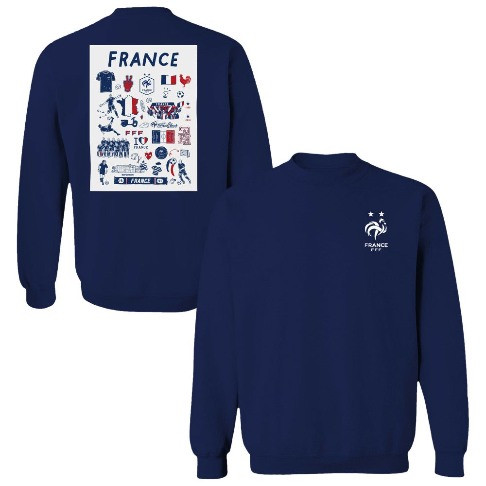 France National Team Vive La Fete Women's Impressions Artwork Sweatshirt Navy - FIFA World CUP
