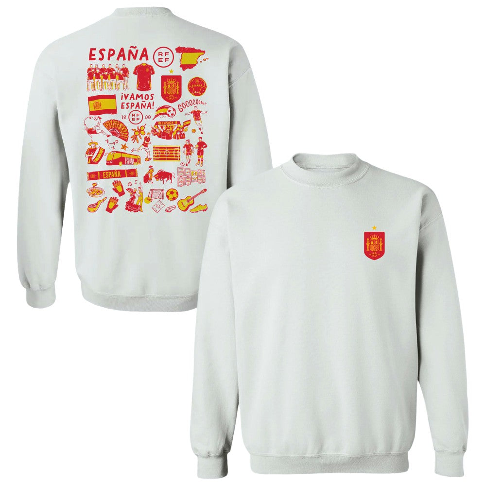 Spain National Team Vive La Fete Women's Impressions Artwork Sweatshirt White - FIFA World CUP