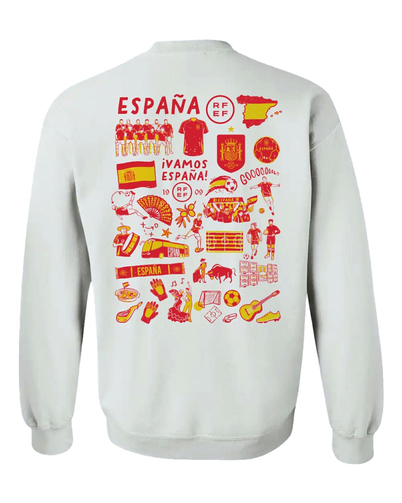 Spain National Team Vive La Fete Women's Impressions Artwork Sweatshirt White - FIFA World CUP
