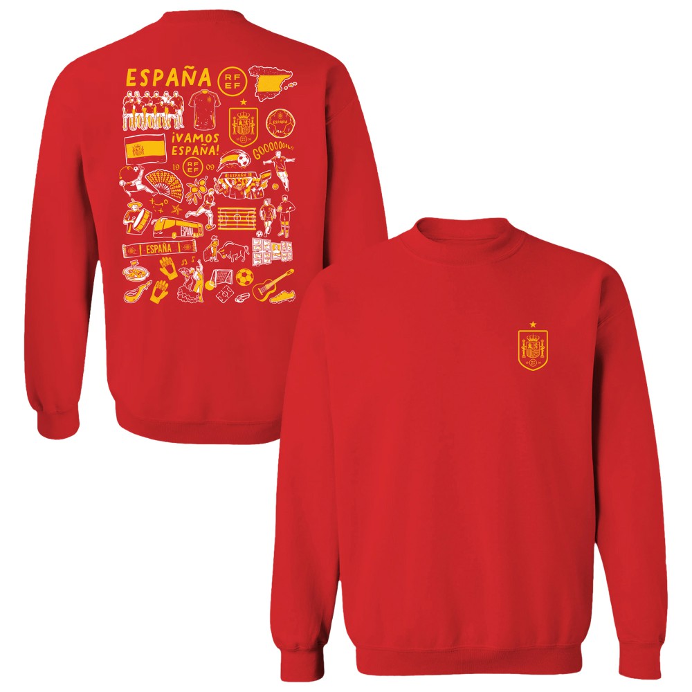 Spain National Team Vive La Fete Women's Impressions Artwork Sweatshirt Red - FIFA World CUP