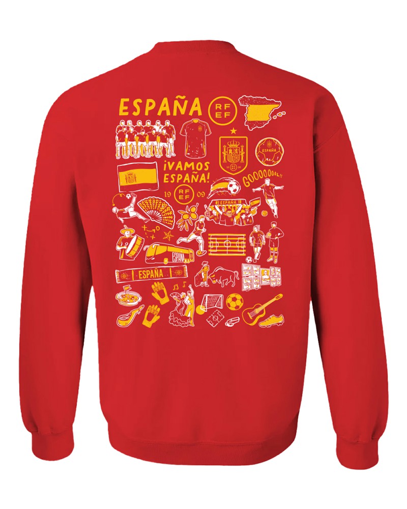 Spain National Team Vive La Fete Women's Impressions Artwork Sweatshirt Red - FIFA World CUP