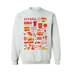 Spain National Team Vive La Fete Women's Impressions Artwork Sweatshirt White - FIFA World CUP