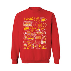 Spain National Team Vive La Fete Women's Impressions Artwork Sweatshirt Red - FIFA World CUP