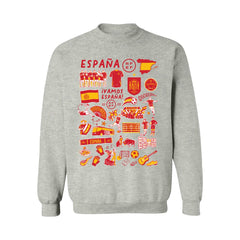Spain National Team Vive La Fete Women's Impressions Artwork Sweatshirt Gray - FIFA World CUP