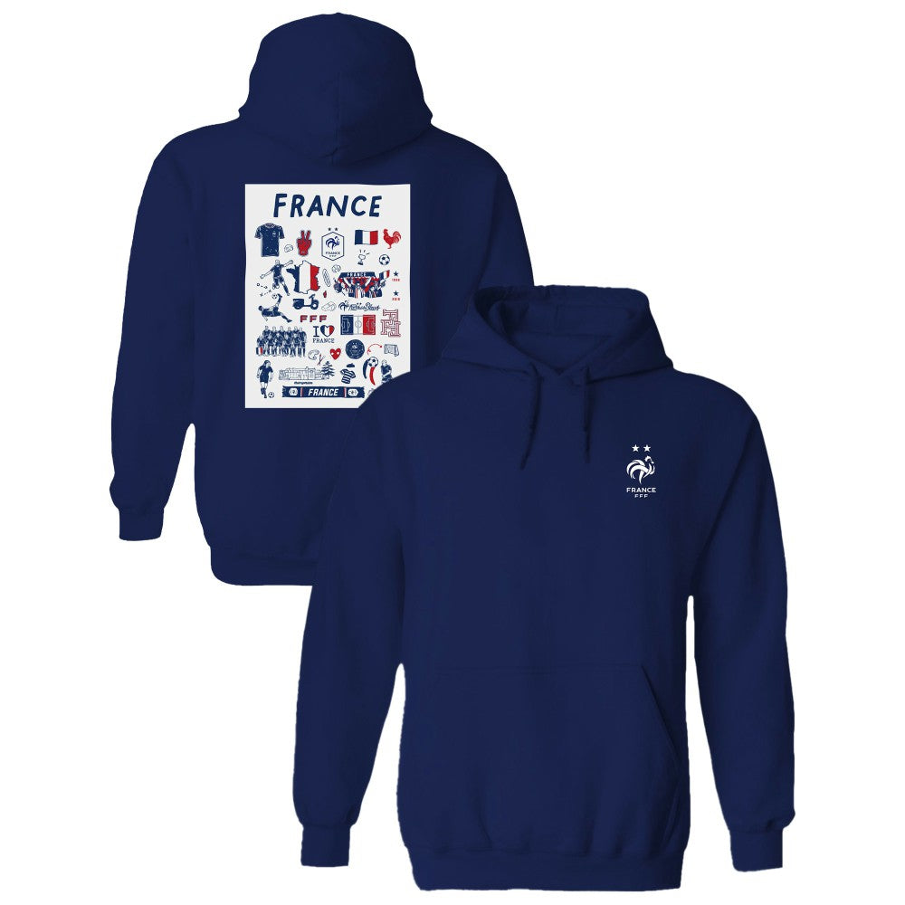 France National Team Vive La Fete Women's Impressions Artwork Hoodie Navy - FIFA World CUP