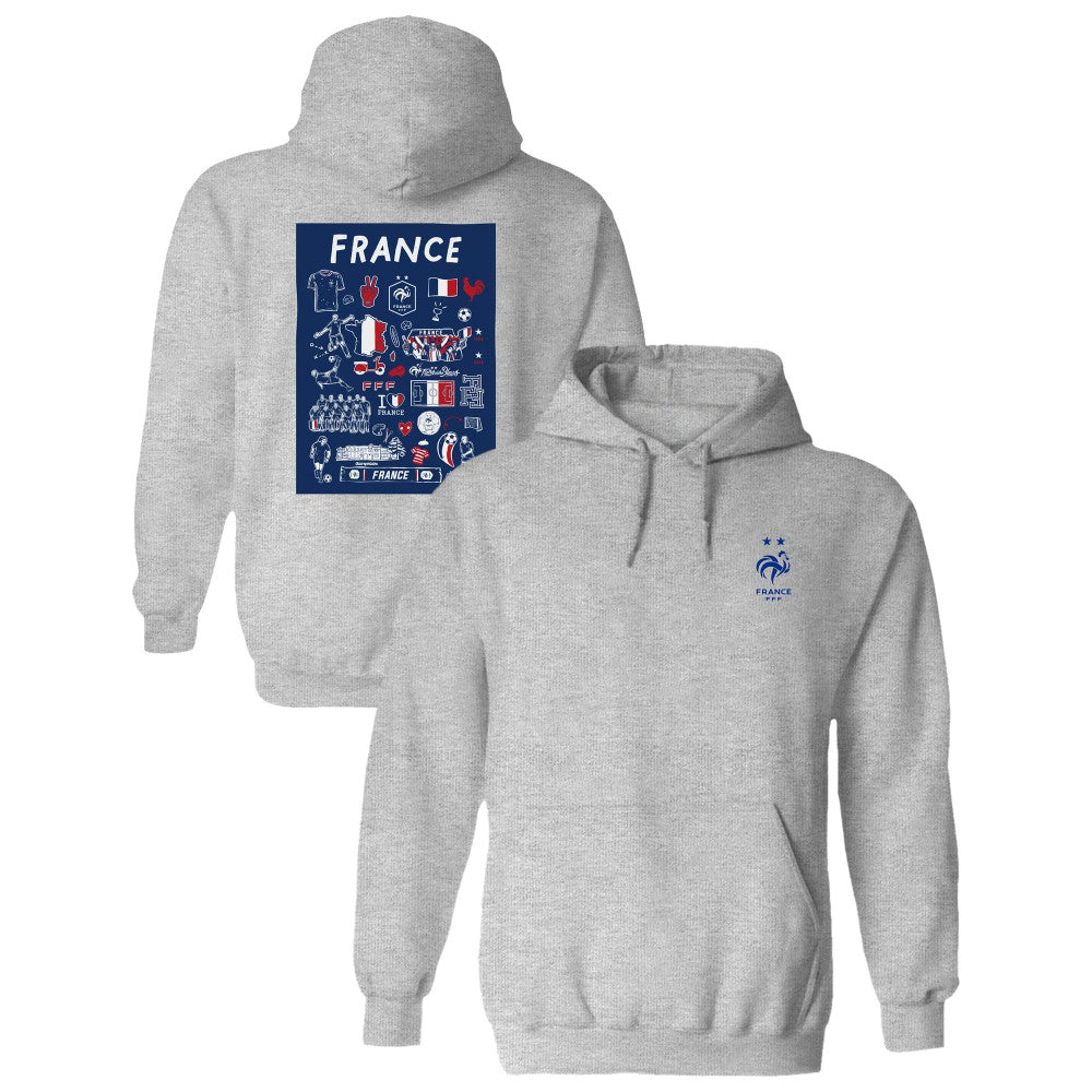 France National Team Vive La Fete Women's Impressions Artwork Hoodie Gray - FIFA World CUP