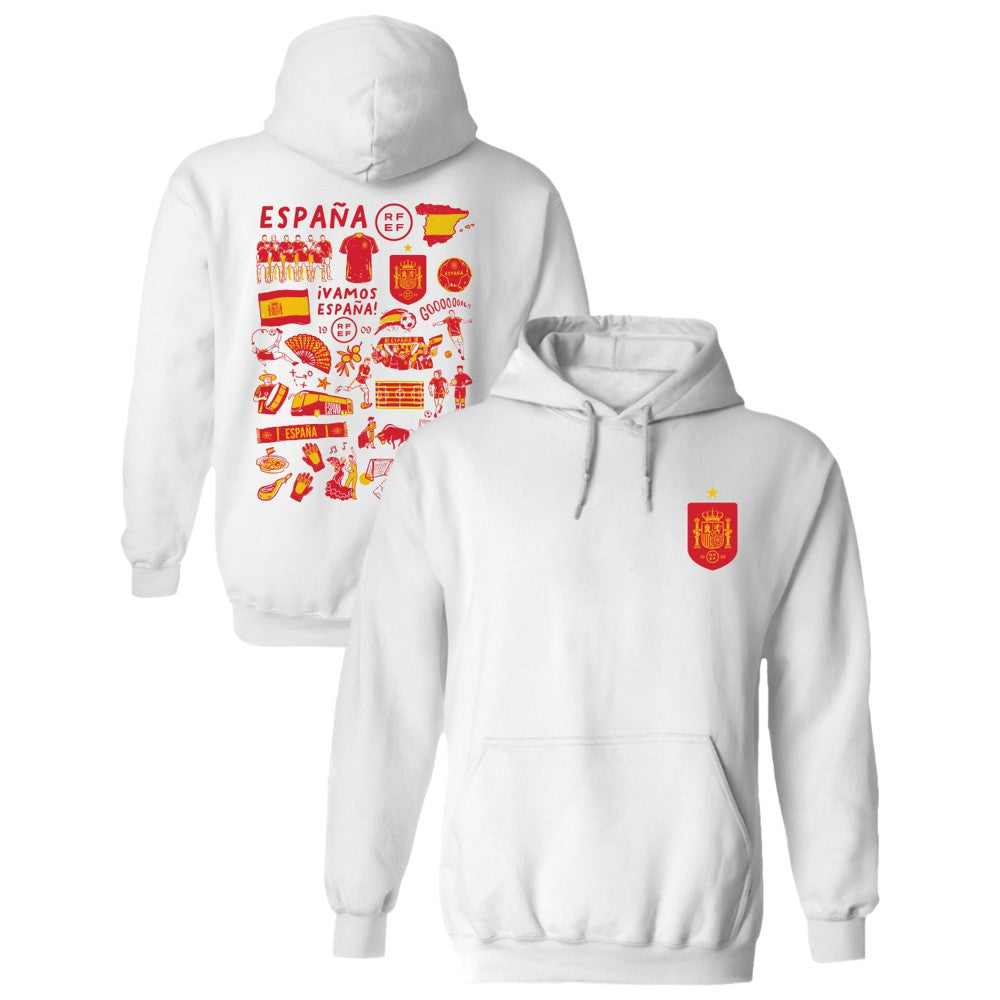 Spain National Team Vive La Fete Women's Impressions Artwork Hoodie White - FIFA World CUP