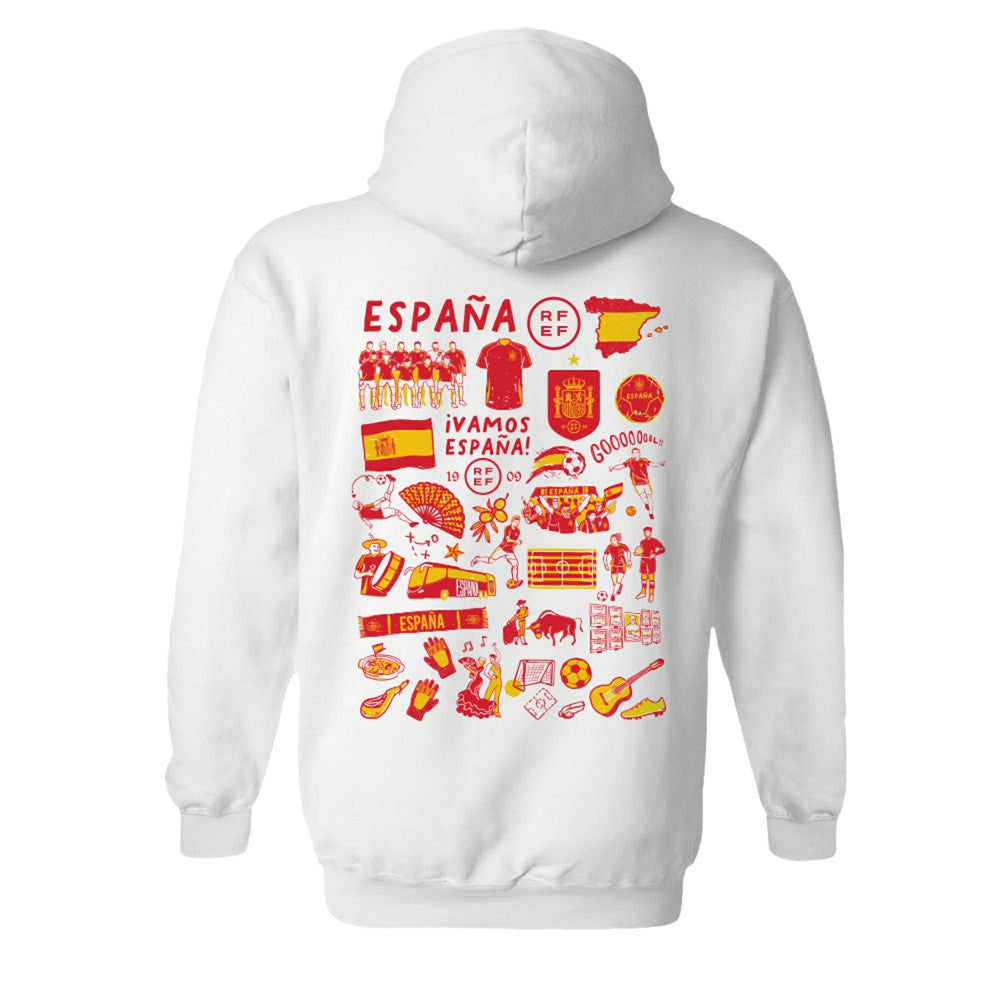 Spain National Team Vive La Fete Women's Impressions Artwork Hoodie White - FIFA World CUP