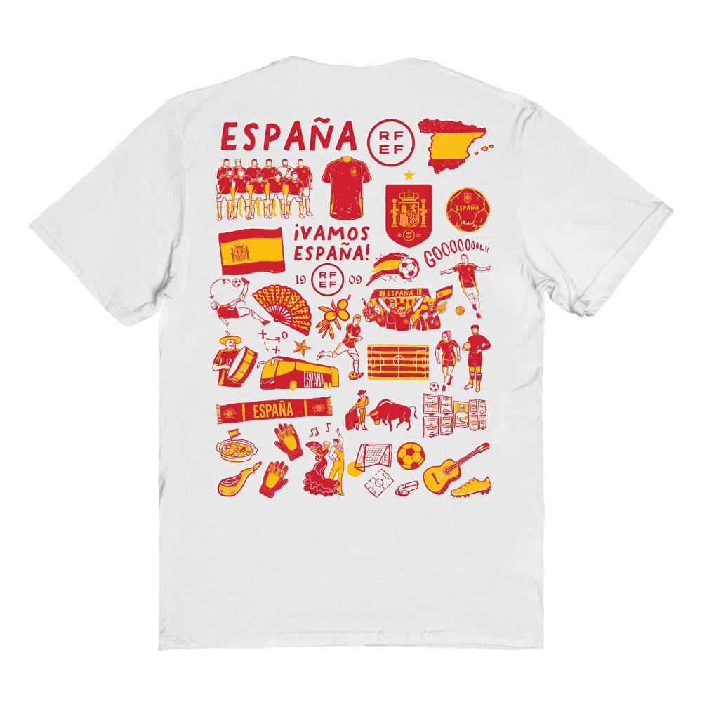 Spain National Team Vive La Fete Women's Impressions Artwork Fitted T-Shirt White - FIFA World CUP