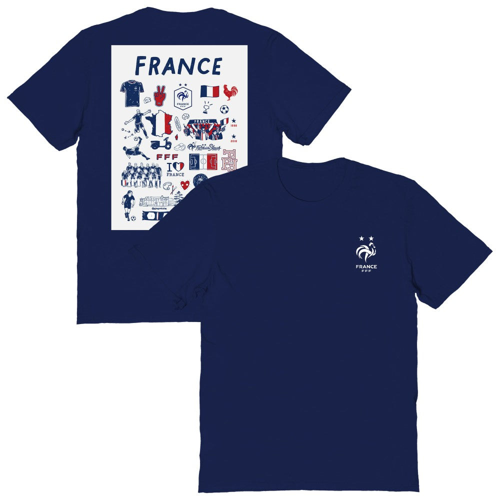 France National Team Vive La Fete Women's Impressions Artwork Fitted T-Shirt Navy - FIFA World CUP