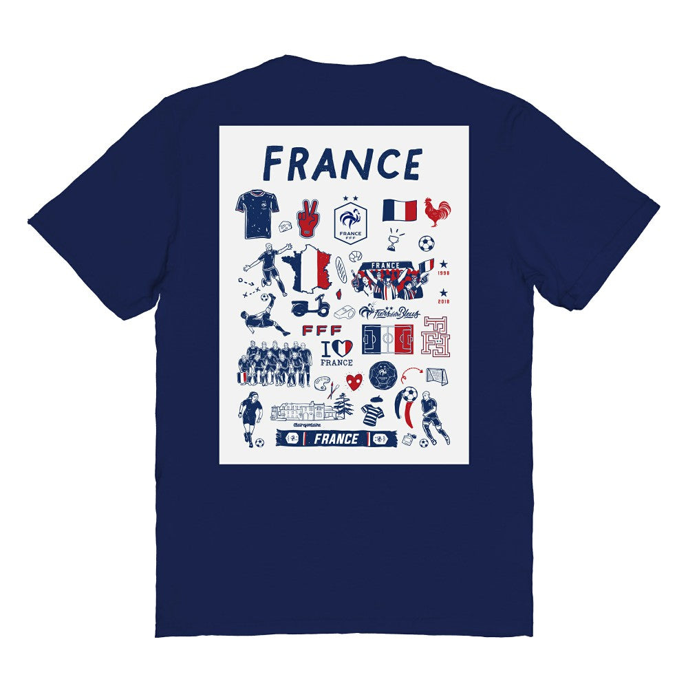 France National Team Vive La Fete Women's Impressions Artwork Fitted T-Shirt Navy - FIFA World CUP
