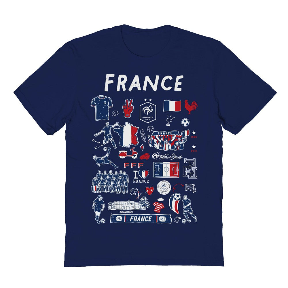 France National Team Vive La Fete Women's Impressions Artwork Fitted T-Shirt Navy - FIFA World CUP