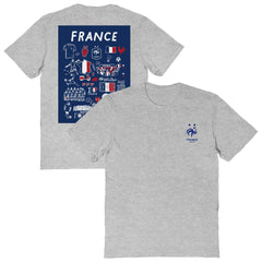 France National Team Vive La Fete Women's Impressions Artwork Fitted T-Shirt Gray - FIFA World CUP