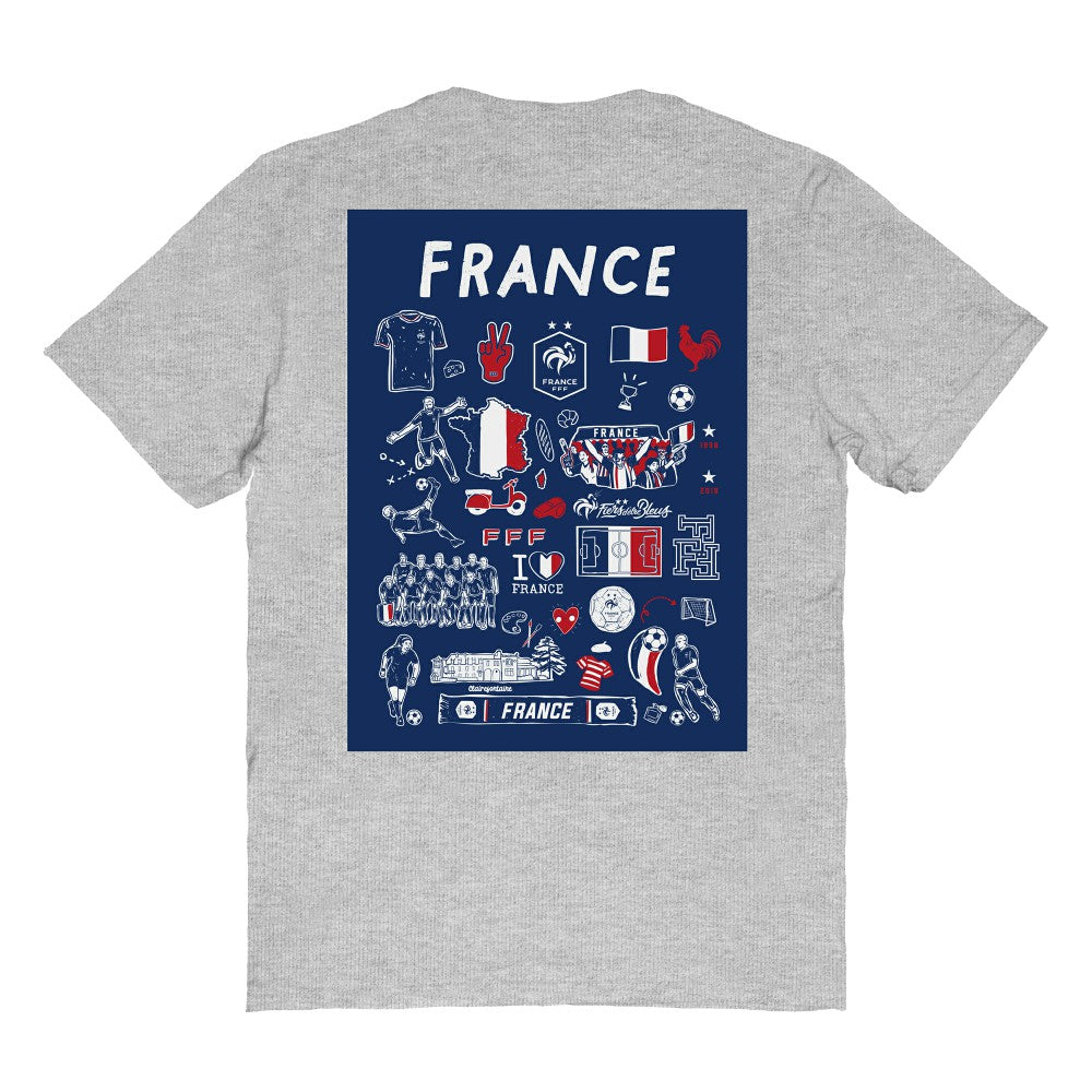 France National Team Vive La Fete Women's Impressions Artwork Fitted T-Shirt Gray - FIFA World CUP