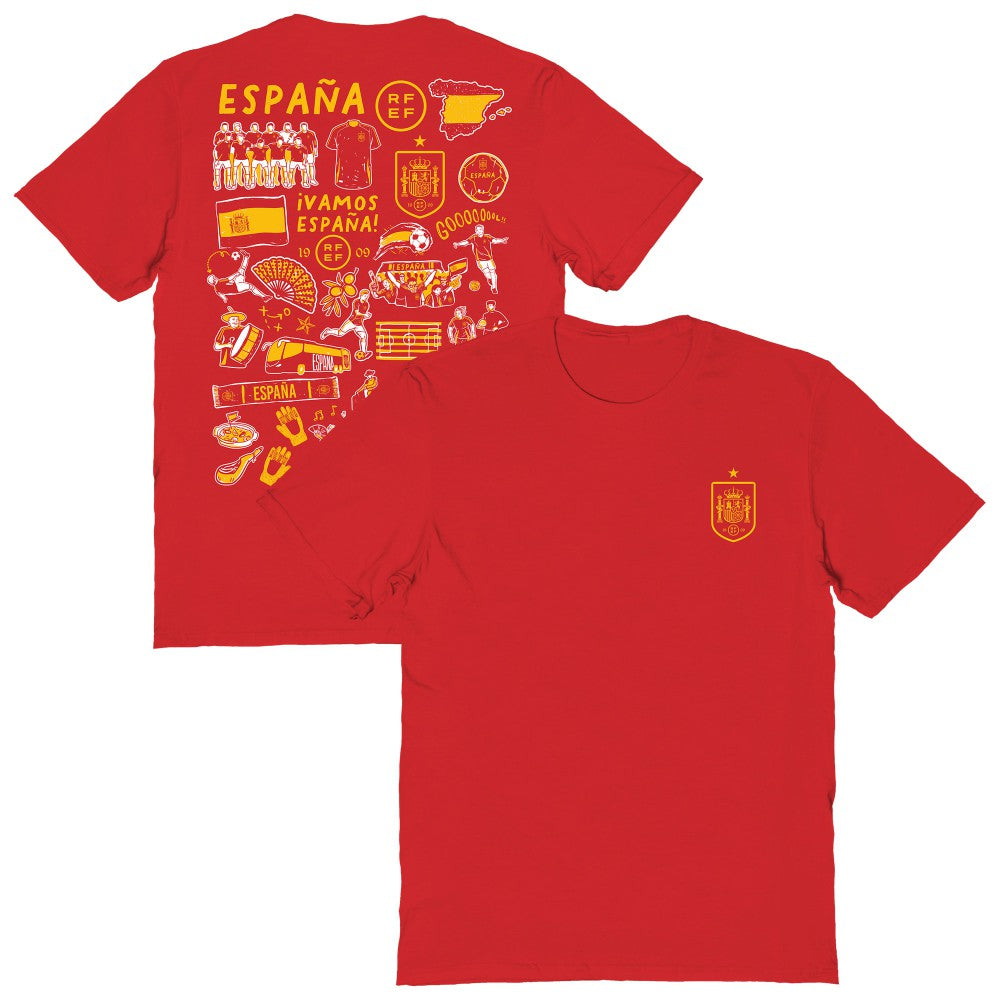 Spain National Team Vive La Fete Women's Impressions Artwork Fitted T-Shirt Red - FIFA World CUP