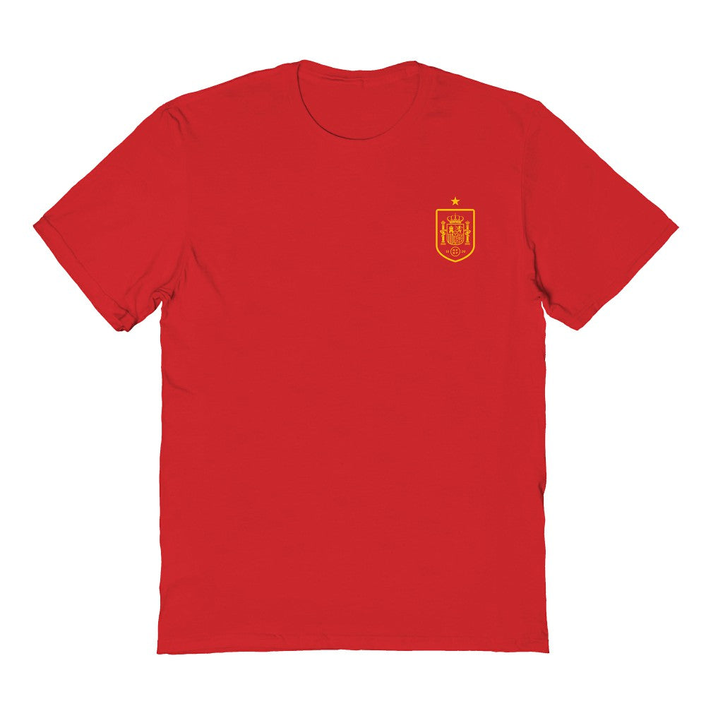 Spain National Team Vive La Fete Women's Impressions Artwork Fitted T-Shirt Red - FIFA World CUP