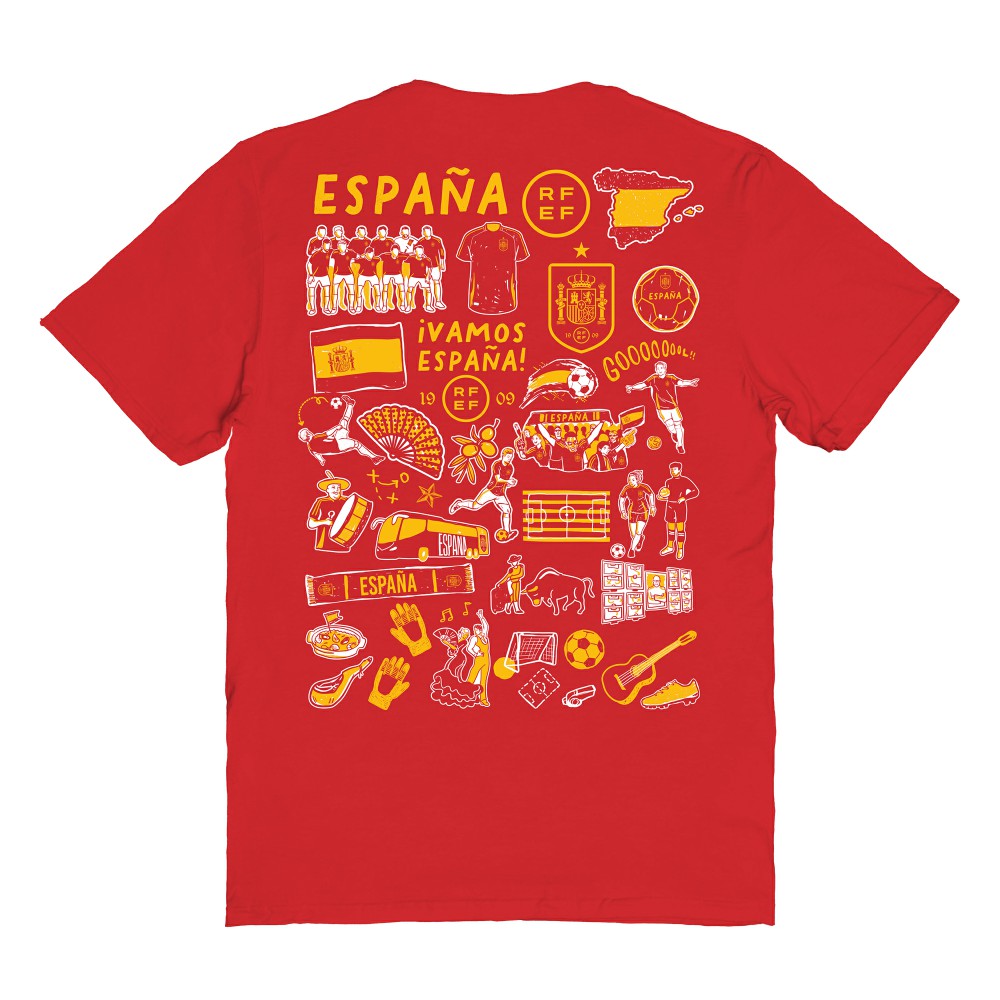 Spain National Team Vive La Fete Women's Impressions Artwork Fitted T-Shirt Red - FIFA World CUP