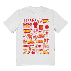 Spain National Team Vive La Fete Women's Impressions Artwork Fitted T-Shirt White - FIFA World CUP