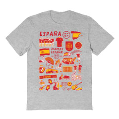 Spain National Team Vive La Fete Women's Impressions Artwork Fitted T-Shirt Gray - FIFA World CUP